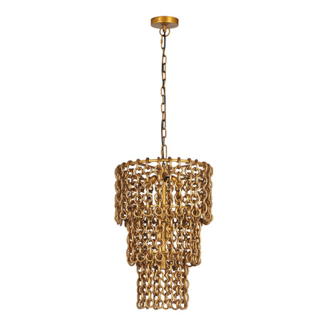 TOV Nirsa Brass Chain Link 3-Tier Chandelier