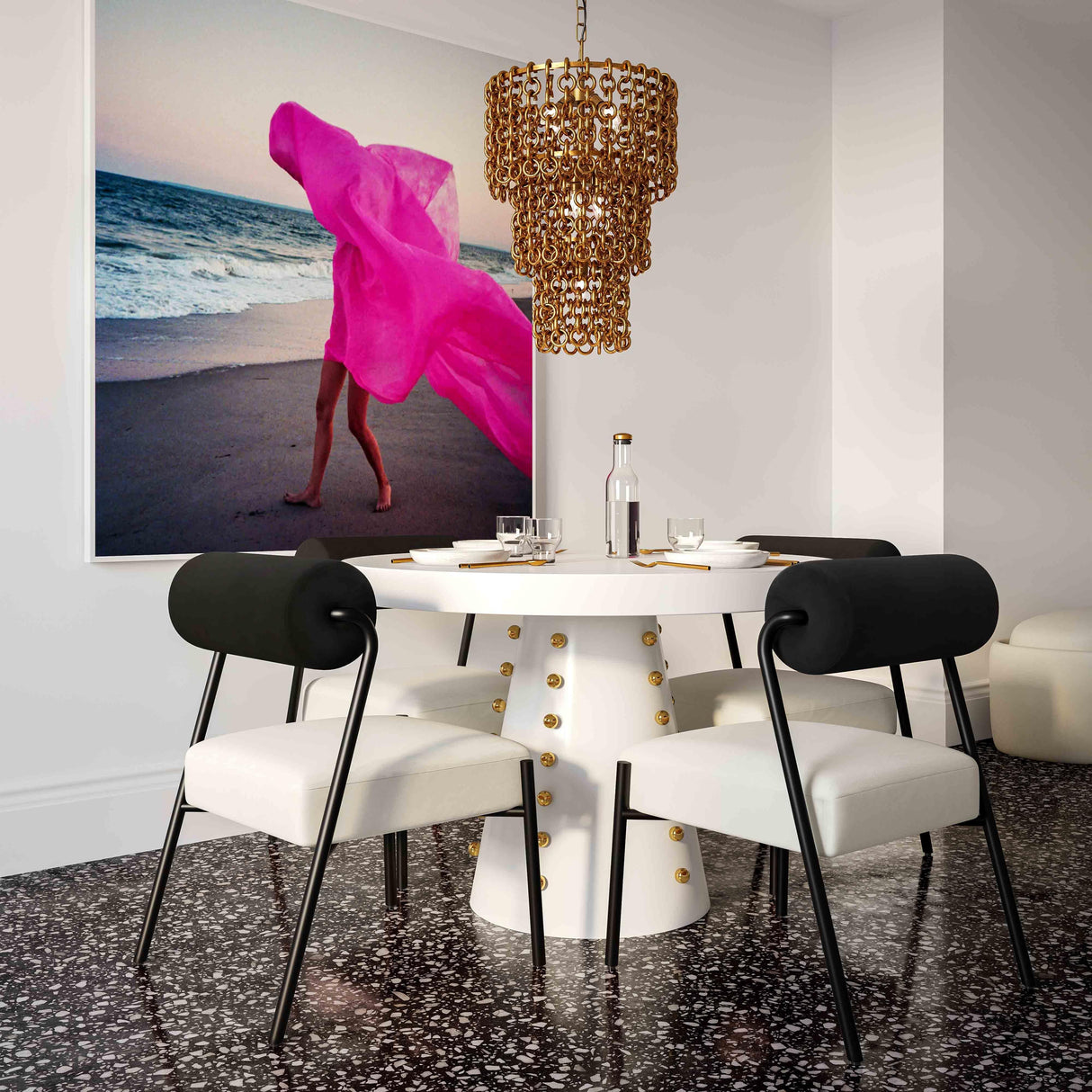 TOV Nirsa Brass Chain Link 3-Tier Chandelier