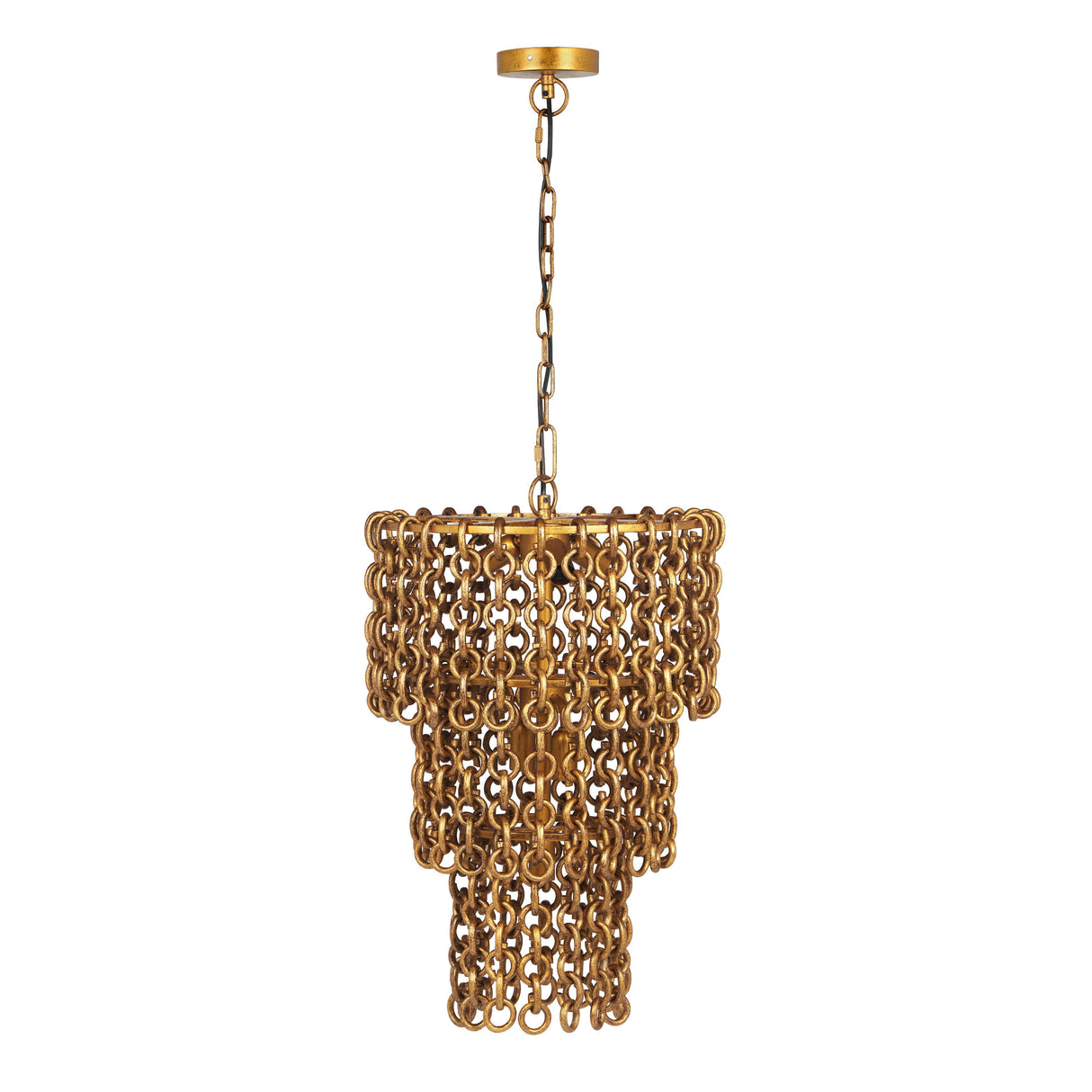 TOV Nirsa Brass Chain Link 3-Tier Chandelier