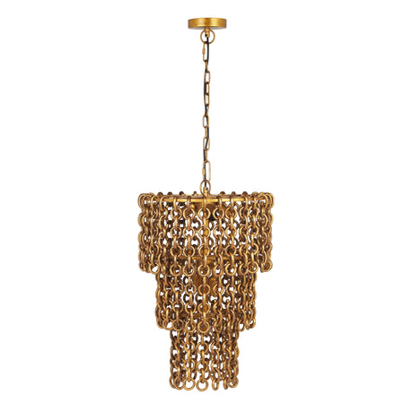 TOV Nirsa Brass Chain Link 3-Tier Chandelier