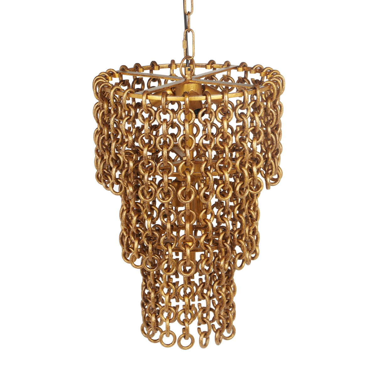 TOV Nirsa Brass Chain Link 3-Tier Chandelier