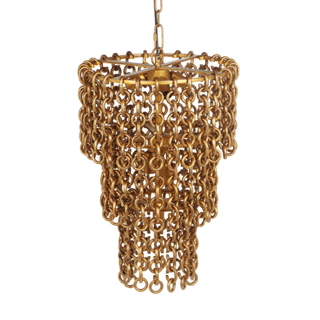 TOV Nirsa Brass Chain Link 3-Tier Chandelier