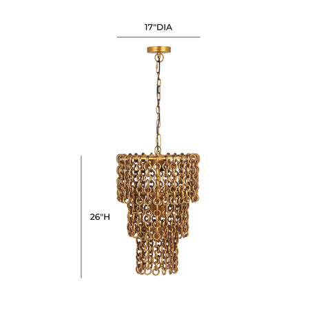 TOV Nirsa Brass Chain Link 3-Tier Chandelier