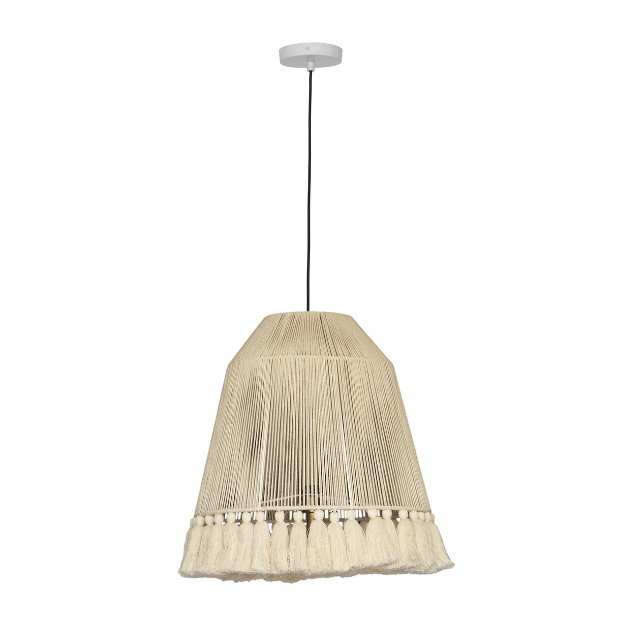 TOV Helen White Cotton Tasseled Pendant Lamp