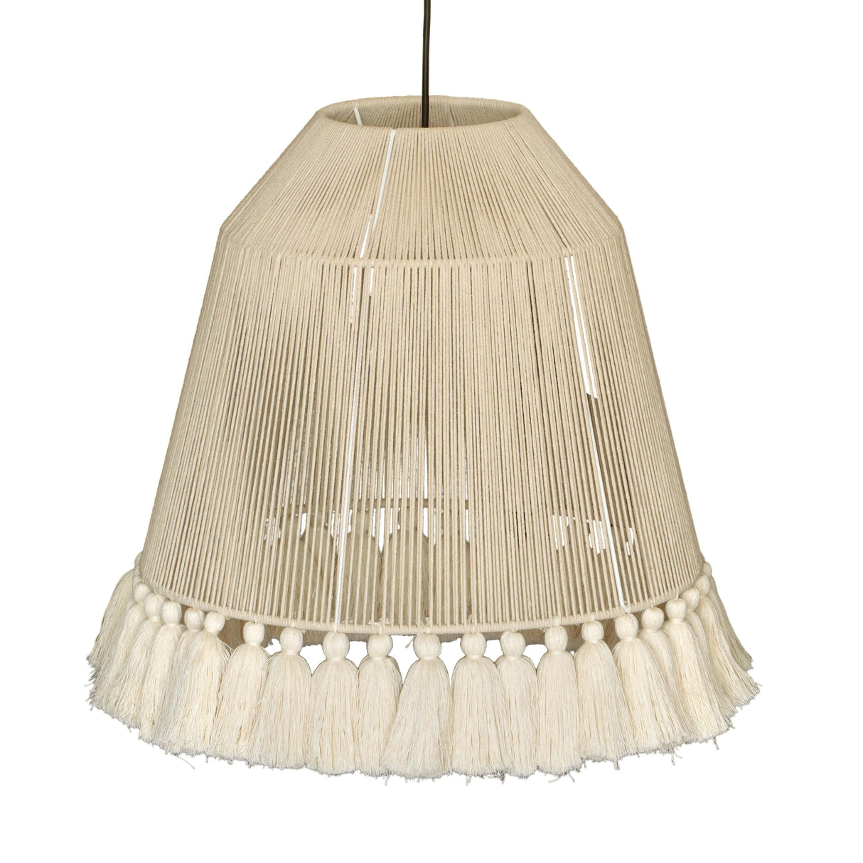 TOV Helen White Cotton Tasseled Pendant Lamp