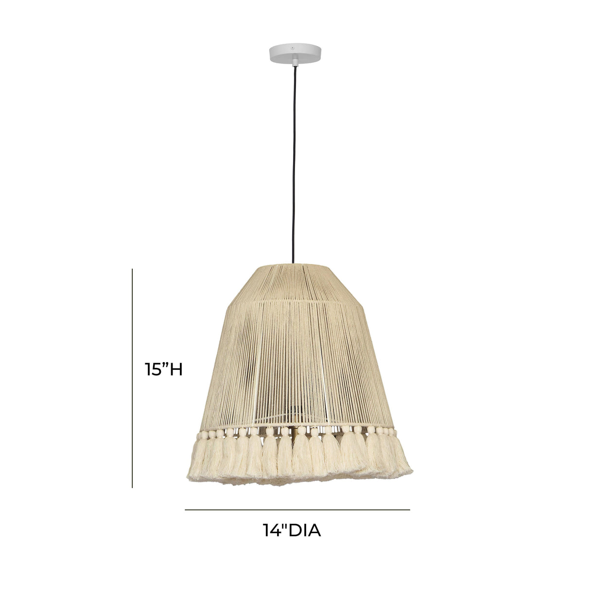 TOV Helen White Cotton Tasseled Pendant Lamp
