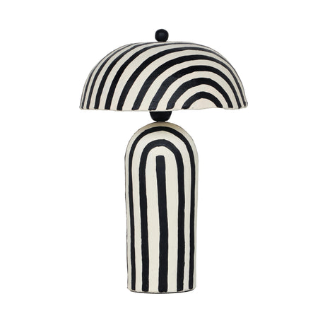 TOV Maiori Black Striped Papier Mache Table Lamp