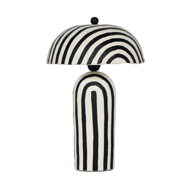 TOV Maiori Black Striped Papier Mache Table Lamp
