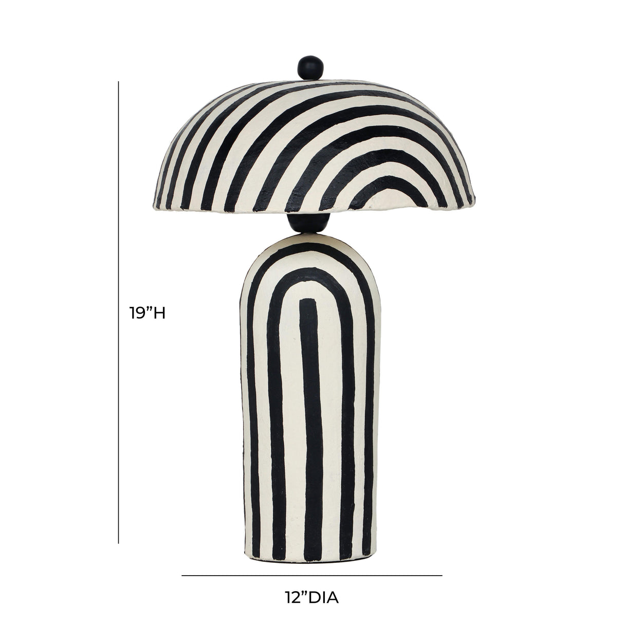 TOV Maiori Black Striped Papier Mache Table Lamp