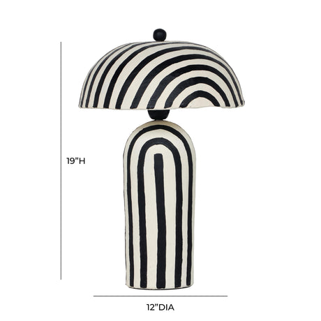 TOV Maiori Black Striped Papier Mache Table Lamp