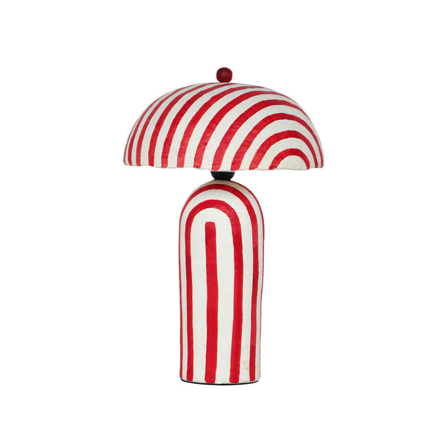 TOV Maiori Red Striped Papier Mache Table Lamp