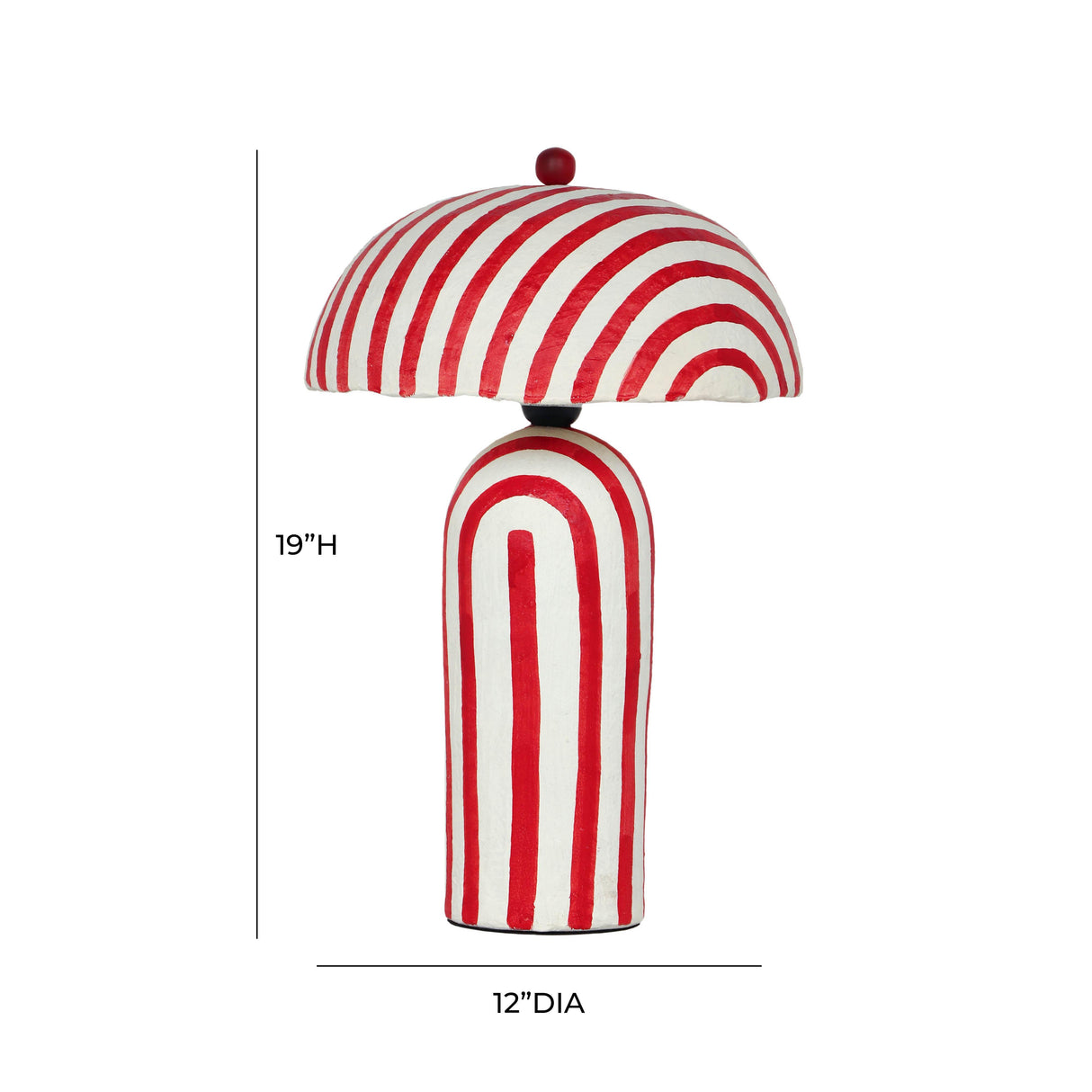 TOV Maiori Red Striped Papier Mache Table Lamp