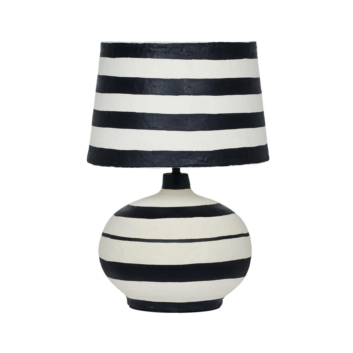 TOV Positano Black Striped Papier Mache Table Lamp