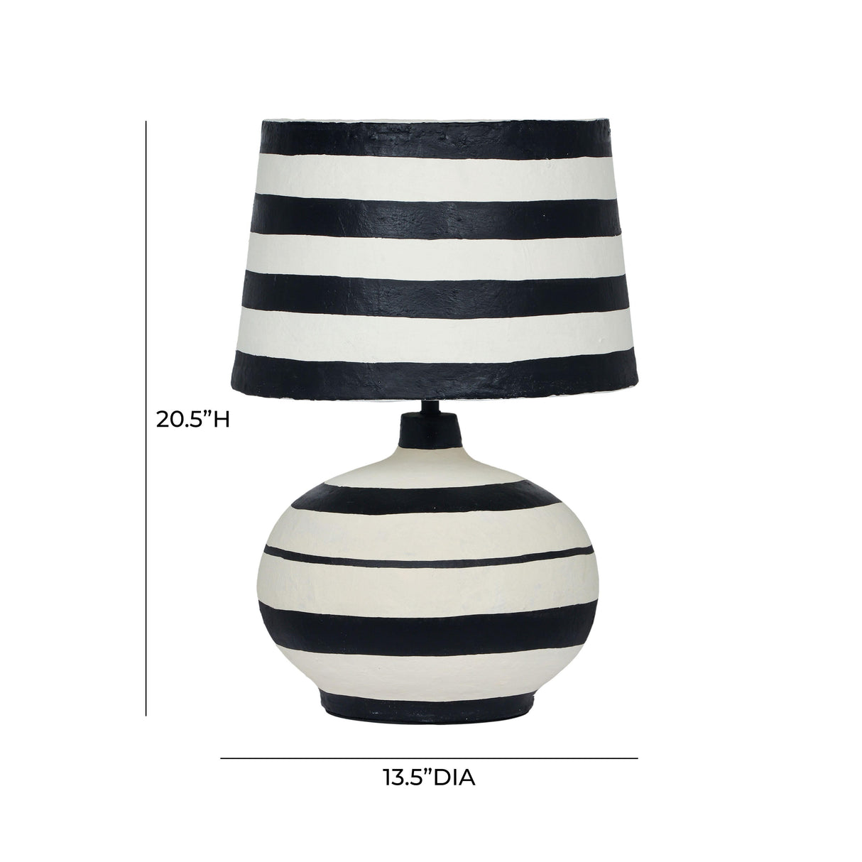 TOV Positano Black Striped Papier Mache Table Lamp