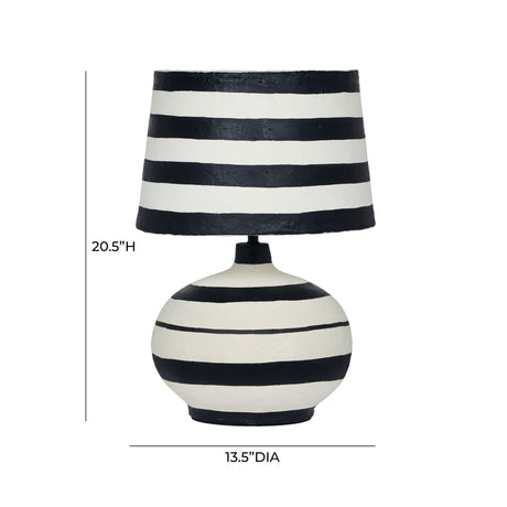 TOV Positano Black Striped Papier Mache Table Lamp