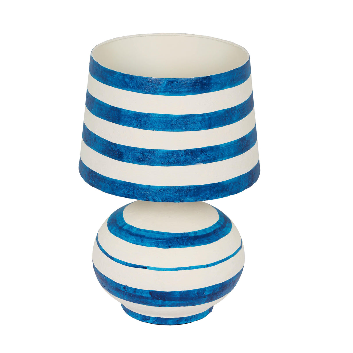 TOV Positano Blue Striped Papier Mache Table Lamp