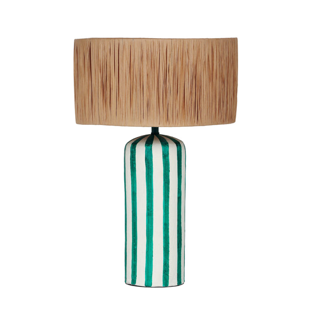 TOV Ravello Green Striped Papier Mache Table Lamp