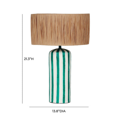 TOV Ravello Green Striped Papier Mache Table Lamp