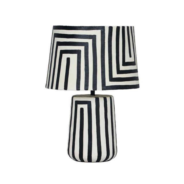 TOV Minori Black Striped Papier Mache Table Lamp