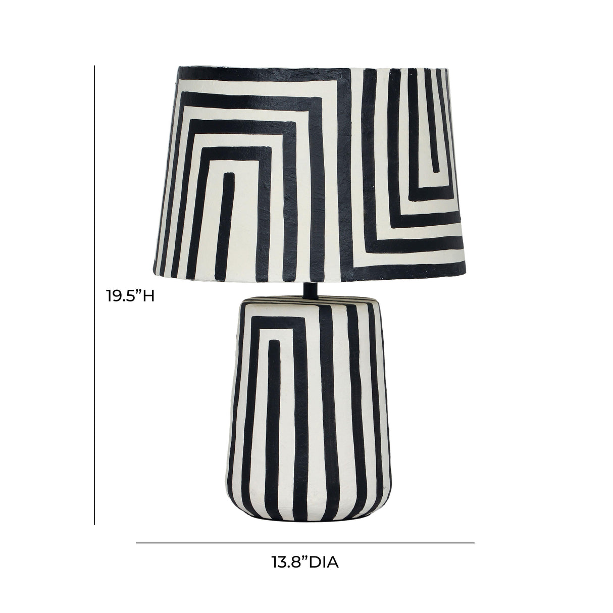 TOV Minori Black Striped Papier Mache Table Lamp