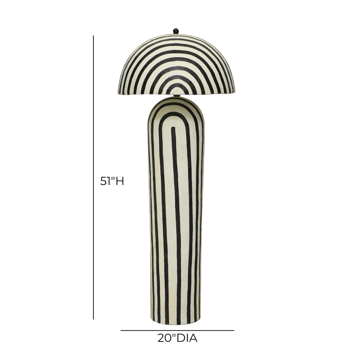TOV Maiori Black Striped Papier Mache Floor Lamp