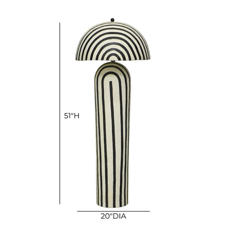 TOV Maiori Black Striped Papier Mache Floor Lamp