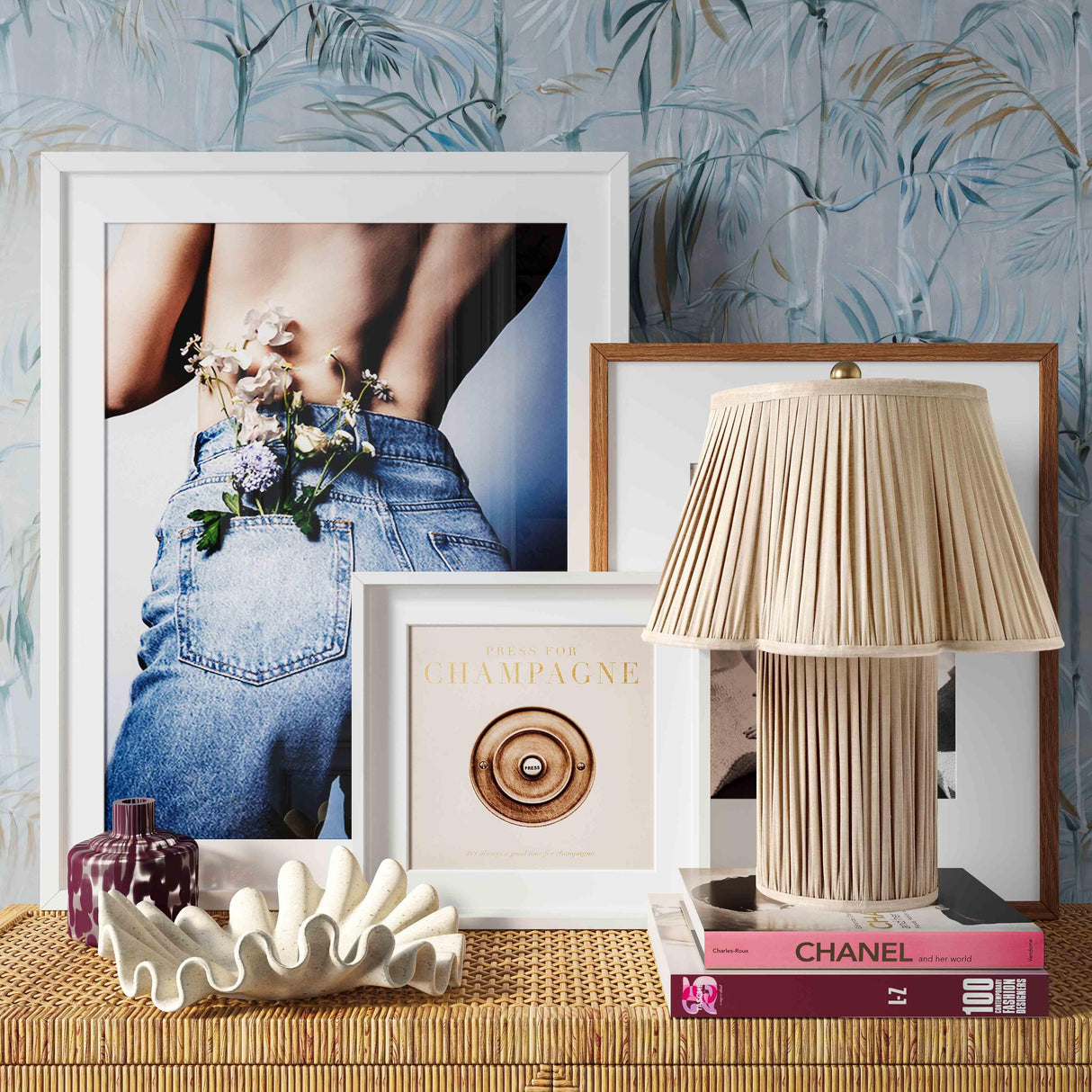 TOV Corrine Beige Linen Table Lamp