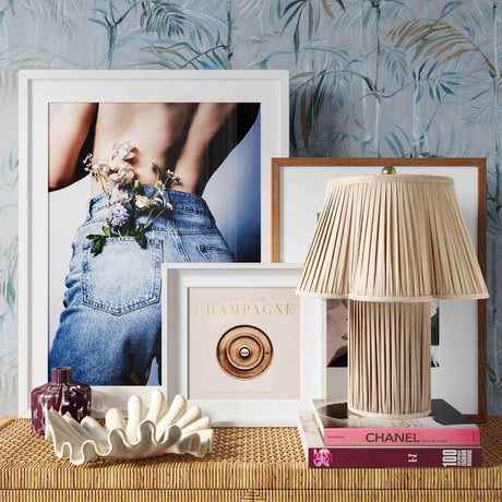 TOV Corrine Beige Linen Table Lamp