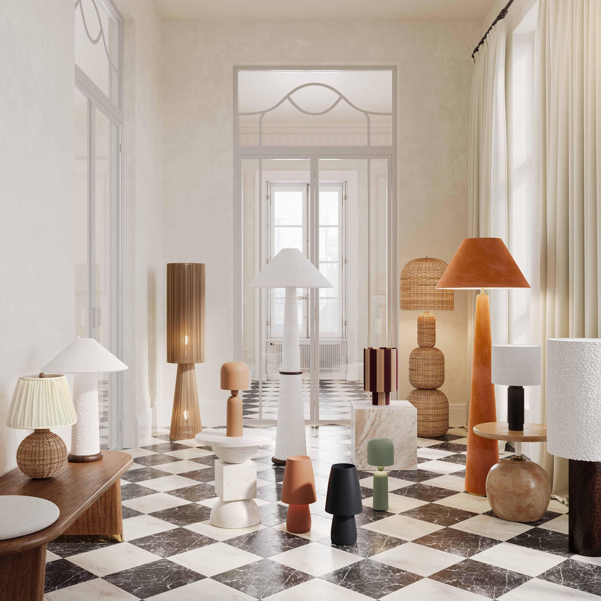 TOV Graham Terracotta Velvet Floor Lamp