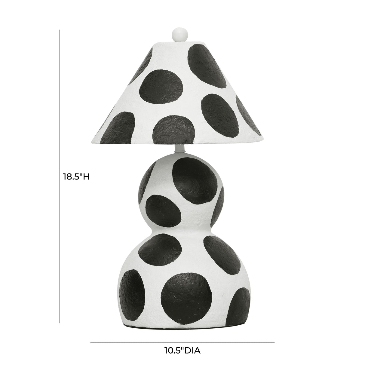 TOV Lerici Black and White Papier Mache Table Lamp
