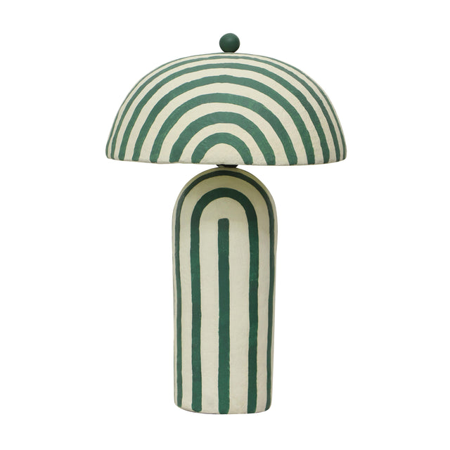TOV Maiori Dark Green Striped Papier Mache Table Lamp