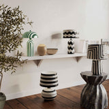 TOV Maiori Dark Green Striped Papier Mache Table Lamp