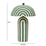 TOV Maiori Dark Green Striped Papier Mache Table Lamp