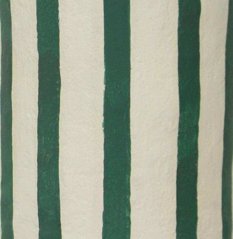 TOV Maiori Dark Green Striped Papier Mache Table Lamp