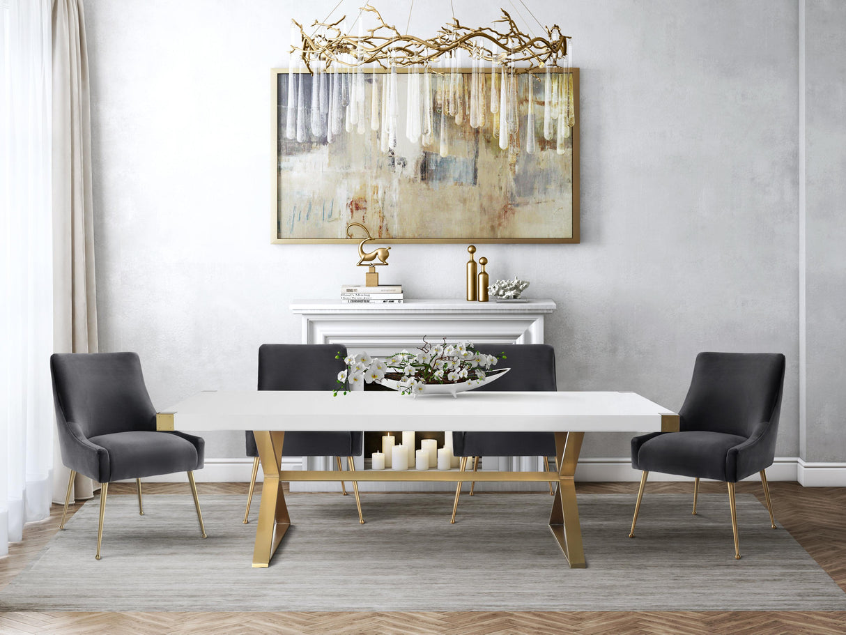 TOV Adeline White Lacquer Dining Table