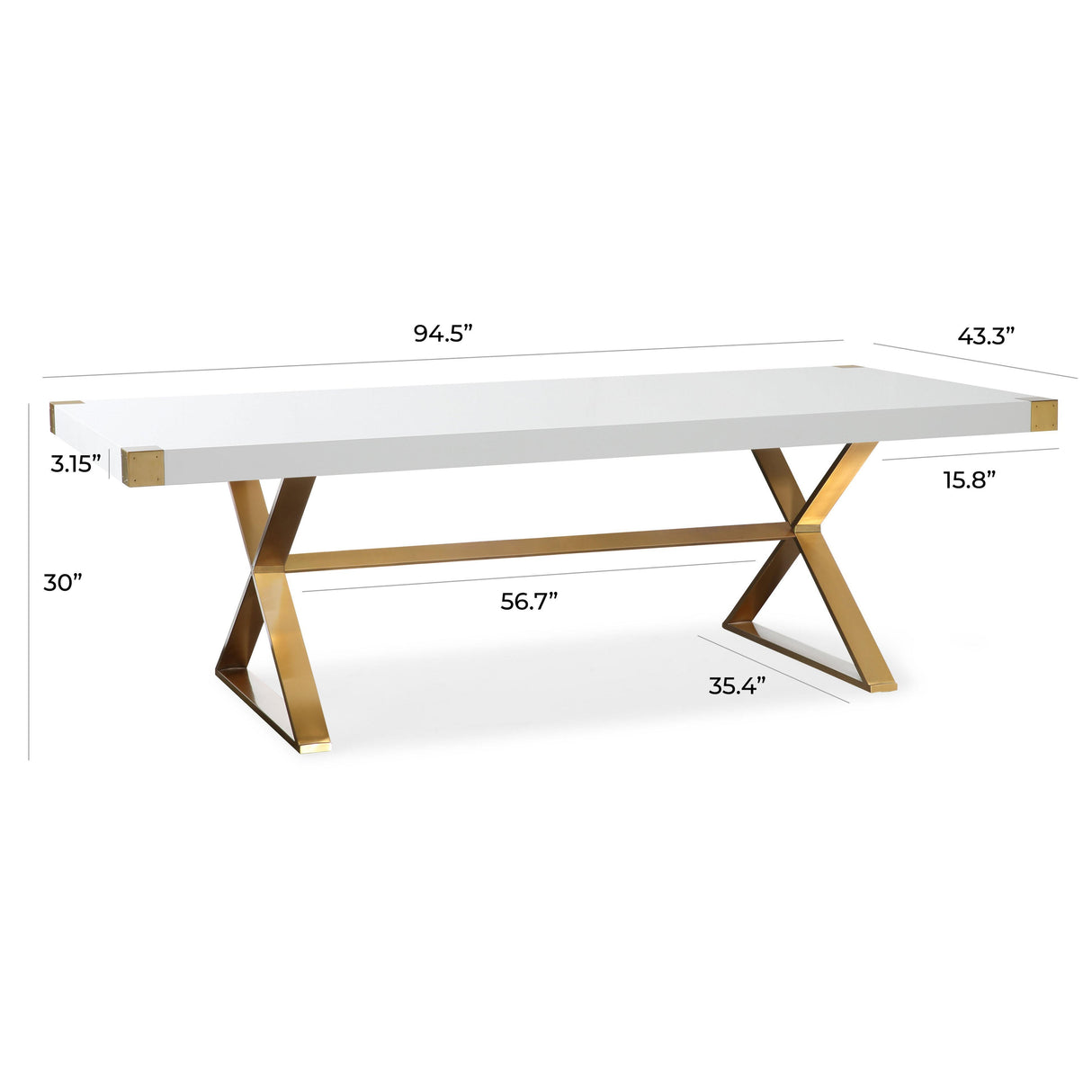 TOV Adeline White Lacquer Dining Table