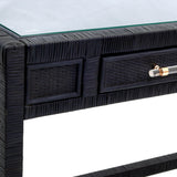 TOV Amara Charcoal Rattan Desk