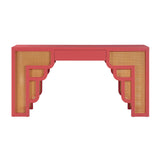 TOV Suzie Coral Pink & Rattan Executive Desk