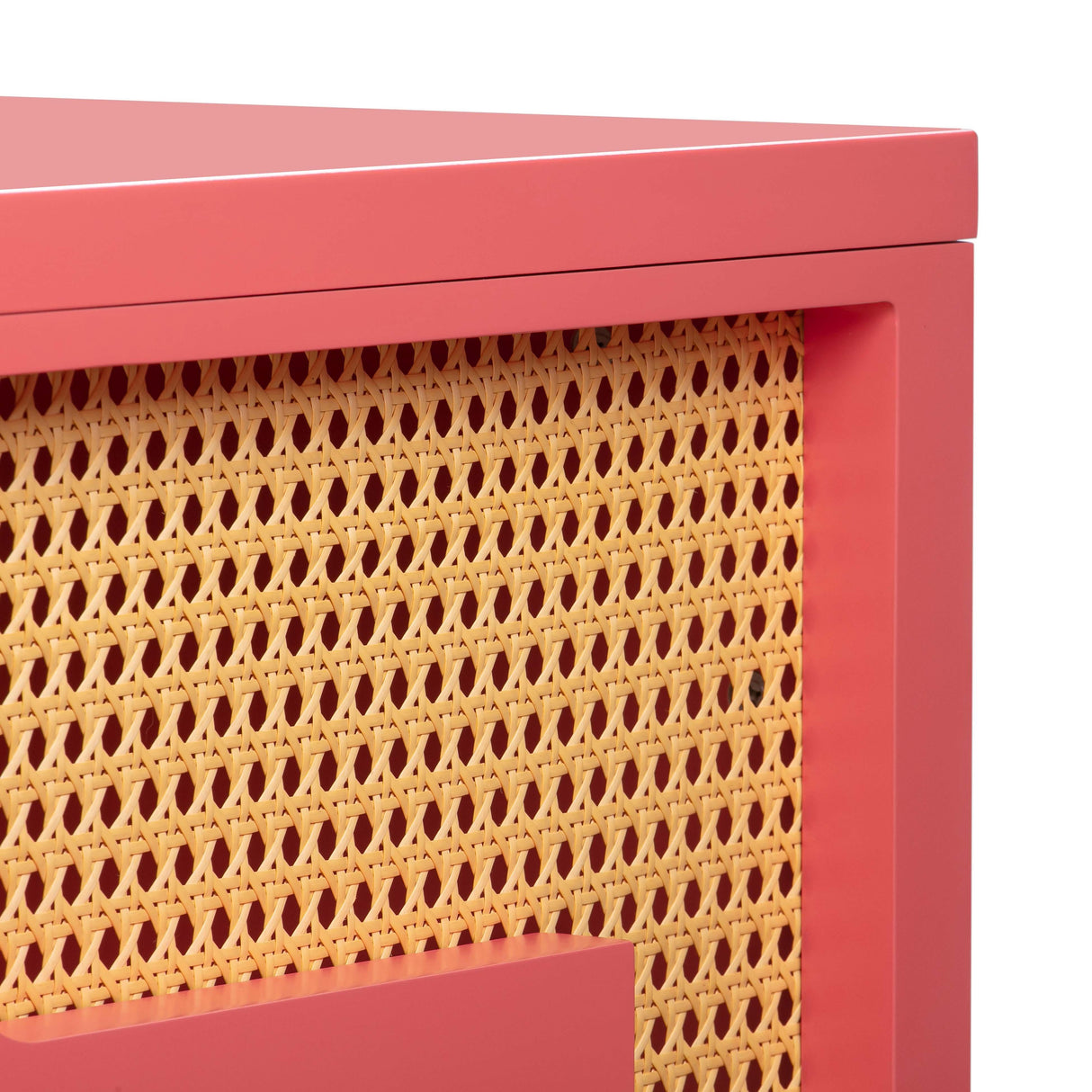 TOV Suzie Coral Pink & Rattan Executive Desk