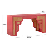 TOV Suzie Coral Pink & Rattan Executive Desk