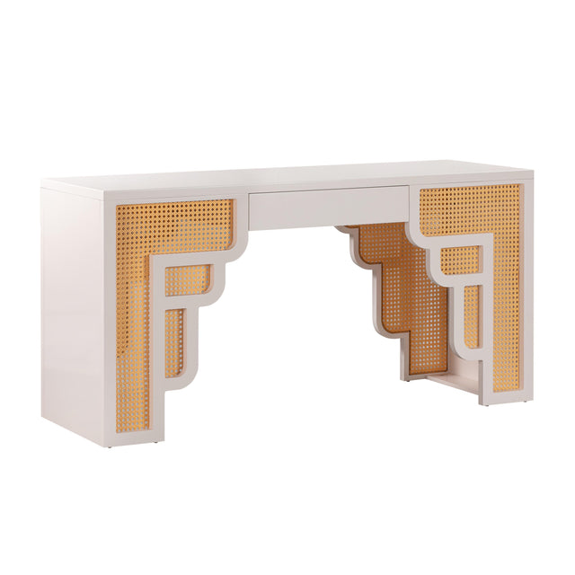TOV Suzie Cream & Rattan Executive Desk