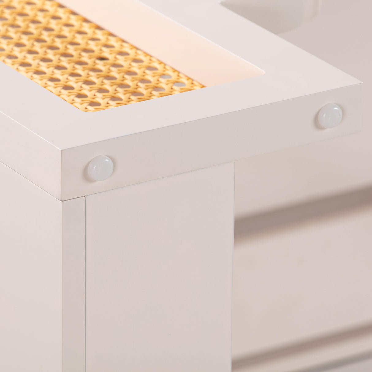 TOV Suzie Cream & Rattan Executive Desk