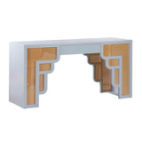 TOV Suzie Pastel Blue & Rattan Executive Desk