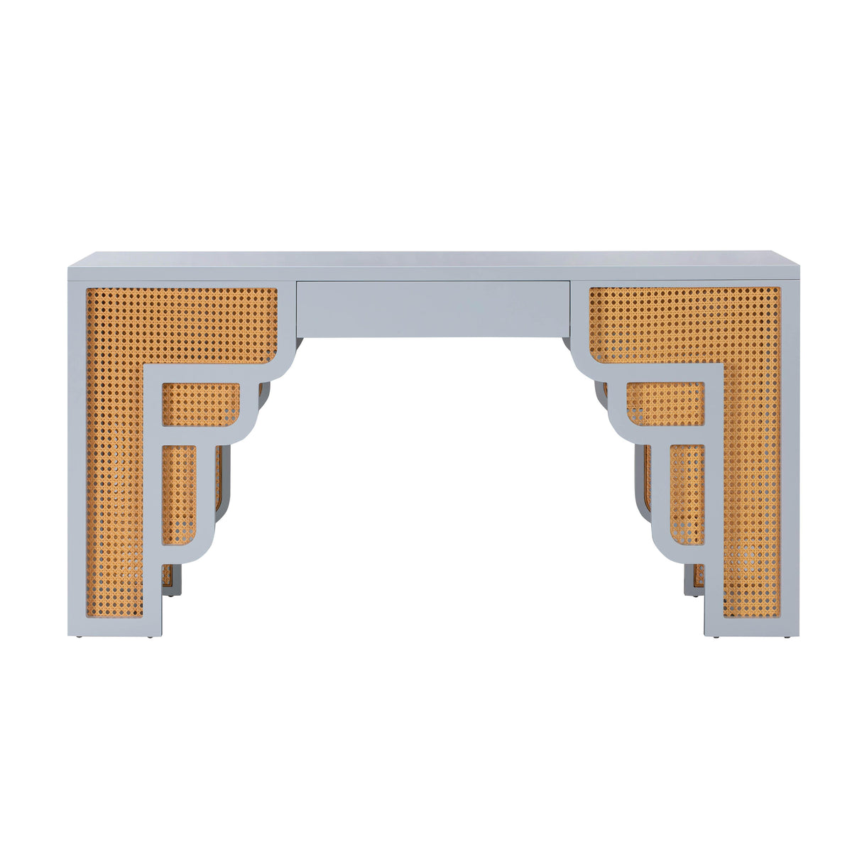 TOV Suzie Pastel Blue & Rattan Executive Desk