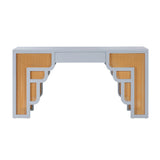 TOV Suzie Pastel Blue & Rattan Executive Desk