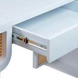 TOV Suzie Pastel Blue & Rattan Executive Desk