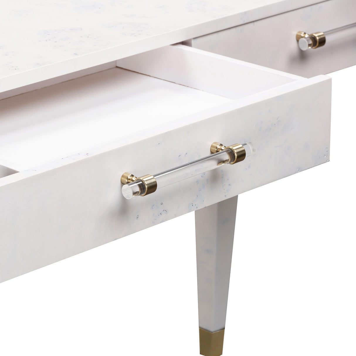 TOV Brandyss White Burl Work Desk