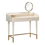 TOV Penelope Cream Vegan Leather Wrapped Vanity Desk