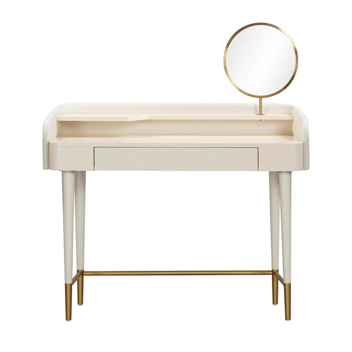 TOV Penelope Cream Vegan Leather Wrapped Vanity Desk