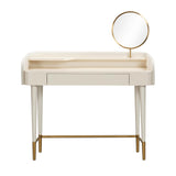 TOV Penelope Cream Vegan Leather Wrapped Vanity Desk